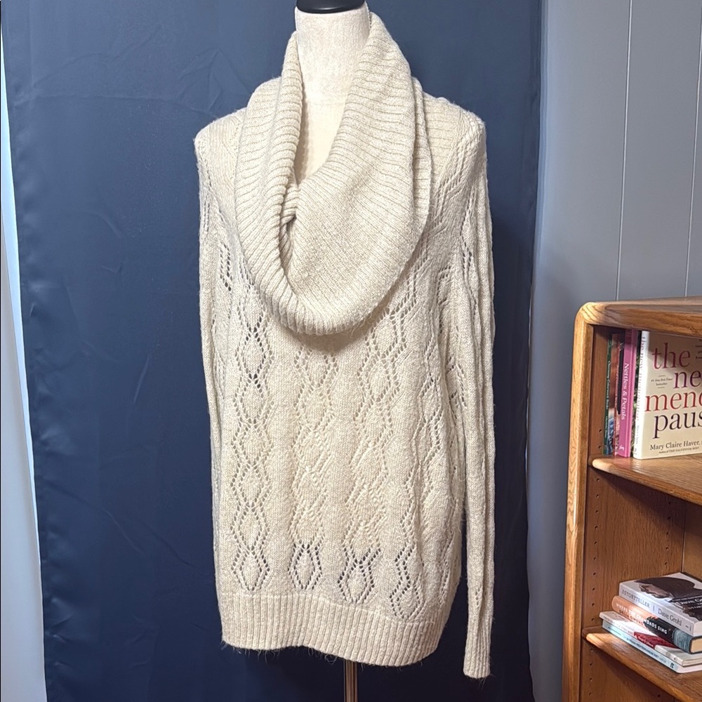 Apt. 9 Cream Cowl Neck Cable Knit Sweater
